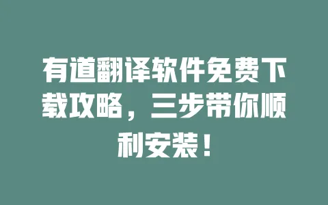 有道翻译软件免费下载攻略,三步带你顺利安装! 一