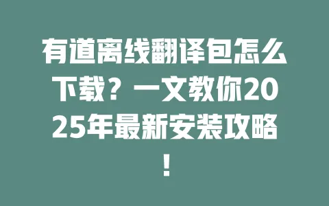 有道离线翻译包怎么下载?一文教你2025年最新安装攻略! 一