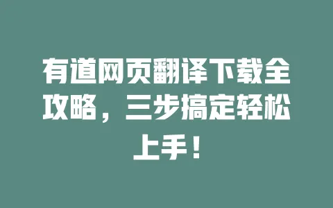 有道网页翻译下载全攻略,三步搞定轻松上手! 一
