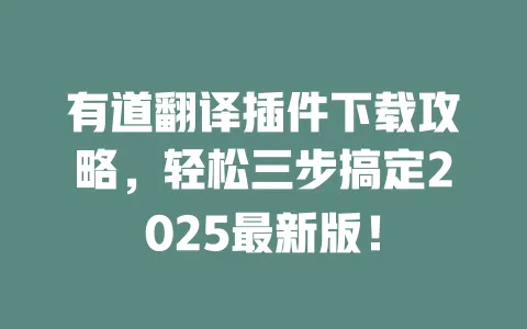 有道翻译插件下载攻略，轻松三步搞定2025最新版！ 一