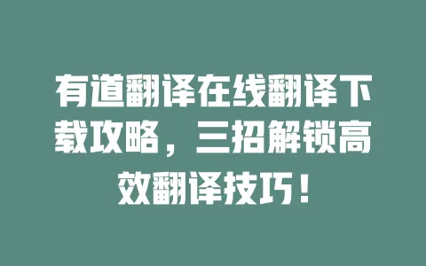 有道翻译在线翻译下载攻略,三招解锁高效翻译技巧! 一