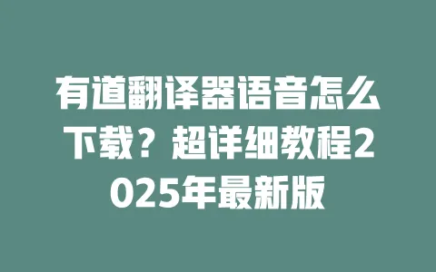 有道翻译器语音怎么下载?超详细教程2025年最新版 一
