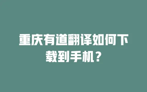 重庆有道翻译如何下载到手机? 一