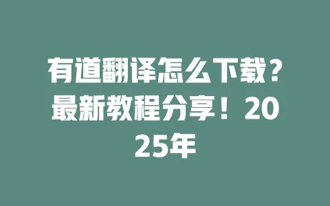 有道翻译怎么下载?最新教程分享!2025年 一