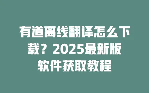 有道离线翻译怎么下载?2025最新版软件获取教程 一