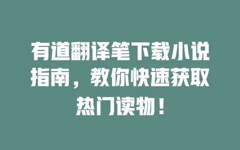 有道翻译笔下载小说指南,教你快速获取热门读物! 一