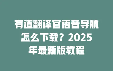 有道翻译官语音导航怎么下载？2025年最新版教程 一