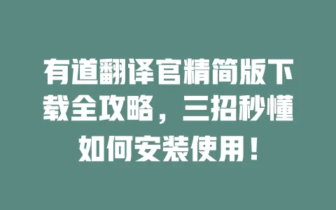 有道翻译官精简版下载全攻略,三招秒懂如何安装使用! 一