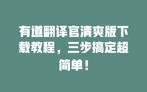 有道翻译官清爽版下载教程,三步搞定超简单! 一