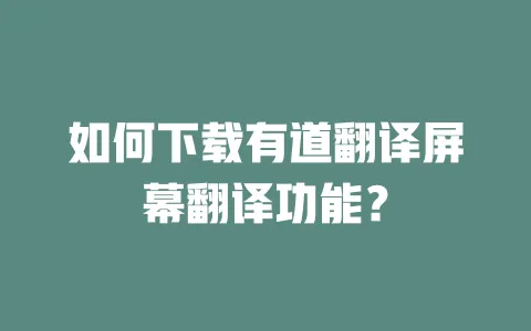如何下载有道翻译屏幕翻译功能? 一