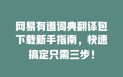 网易有道词典翻译包下载新手指南,快速搞定只需三步! 一