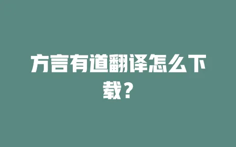 方言有道翻译怎么下载? 一