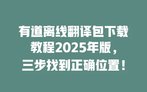 有道离线翻译包下载教程2025年版，三步找到正确位置！ 一