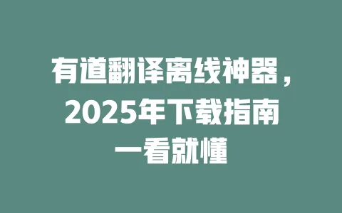 有道翻译离线神器,2025年下载指南一看就懂 一
