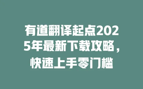有道翻译起点2025年最新下载攻略，快速上手零门槛 一
