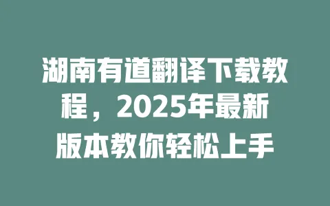 湖南有道翻译下载教程,2025年最新版本教你轻松上手 一