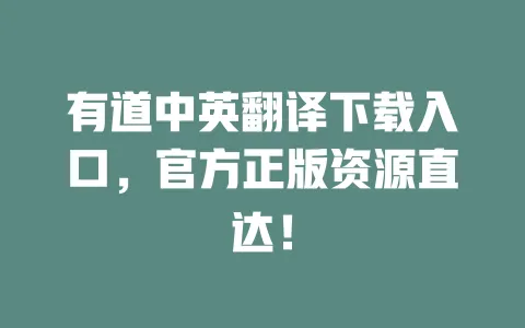 有道中英翻译下载入口,官方正版资源直达! 一