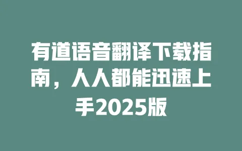 有道语音翻译下载指南,人人都能迅速上手2025版 一