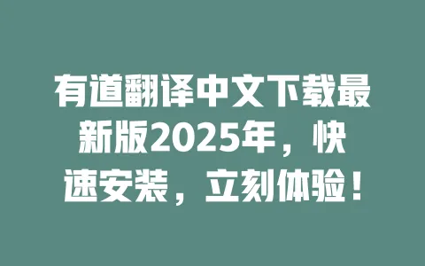 有道翻译中文下载最新版2025年,快速安装,立刻体验! 一