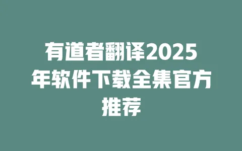 有道者翻译2025年软件下载全集官方推荐 一