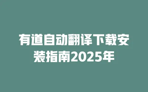 有道自动翻译下载安装指南2025年 一